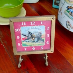🚂  OLD SMOKEY Engine Desk Clock BRASS FEET PLATE REMOVABLE